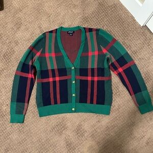 Studio Park x Alberti Popaj Women's Festive Plaid
Cardigan, Evergreen Plaid